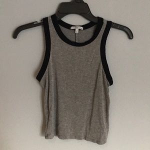 Black lined grey crop top